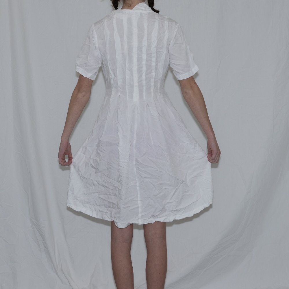 Vintage 80s pleated mini dress white size 10 rayon together - Picture 3 of 6